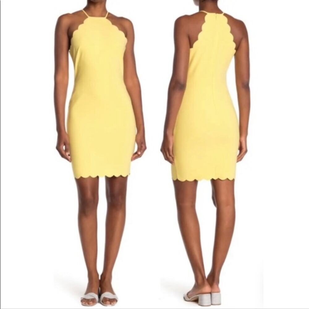 Likely Everly Scalloped Trim Sheath Dress in Snapdragon Yellow 4 NWOT